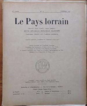 Le pays lorrain 28e année - Numéro 12 de décembre 1936