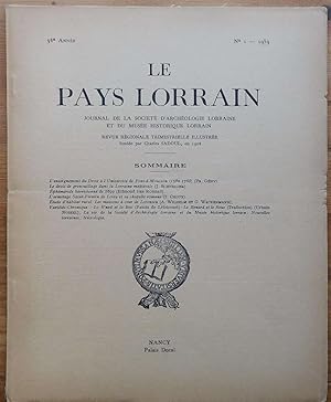 Le pays lorrain 34e année - Numéro 1 de 1953