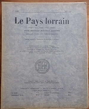 Le pays lorrain 27e année - Numéro 8 de aout 1935