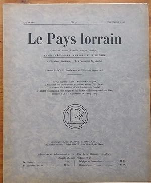 Le pays lorrain 27e année - Numéro 9 de septembre 1935