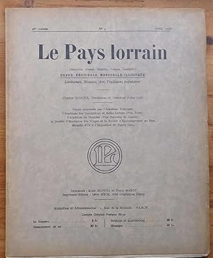 Le pays lorrain 28e année - Numéro 4 de avril 1936