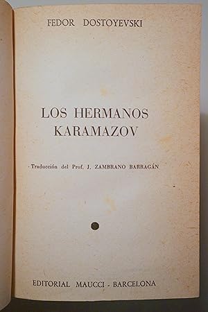 Imagen del vendedor de LOS HERMANOS KARAMAZOV - Barcelona 1959 a la venta por Llibres del Mirall