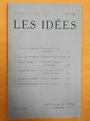 Image du vendeur pour Les Ides, revue mensuelle rdige en collaboration, 1re anne, vol. II, no 2, aot 1935 mis en vente par Claudine Bouvier