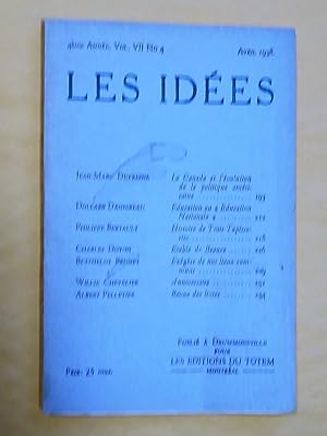 Image du vendeur pour Les Ides, revue mensuelle rdige en collaboration 4me anne, vol. VII, no 4, avril 1938 mis en vente par Claudine Bouvier