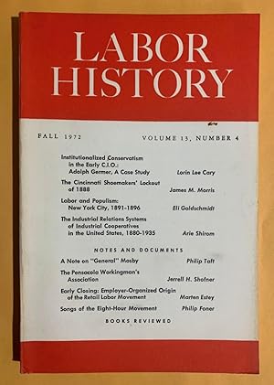 Seller image for Labor History: Volume 13, Number 4, Fall 1972. for sale by Exchange Value Books
