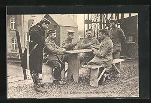 Ansichtskarte Soldaten beim Kartenspiel