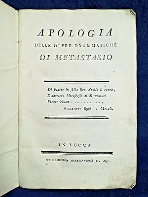 Franceschi, Apologia delle opere drammatiche di Metastasio. Lucca metà '700