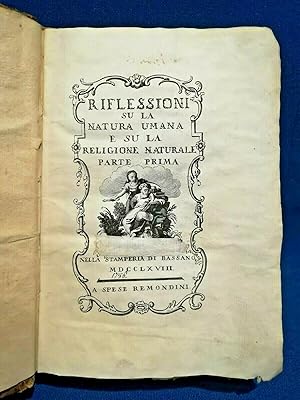 Riflessioni su la natura umana e su la religione naturale. Incisione Remondini