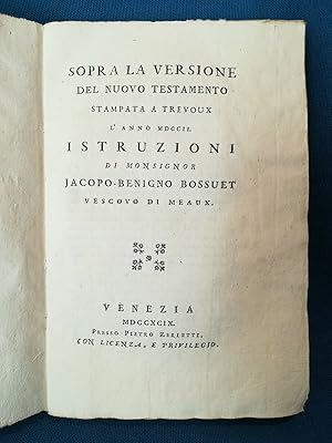 Bossuet, Sopra la versione del Nuovo Testamento stampata a Trevoux l'anno 1702