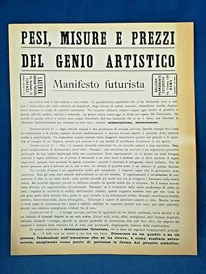 Corradini - Settimelli, Pesi misure e prezzi del genio artistico. Futurismo 1914