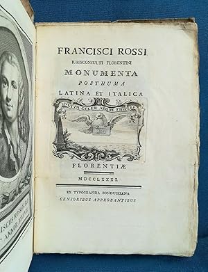 Rossi, Monumenta posthuma latina et italica. Politica Economia, Completo, 1781