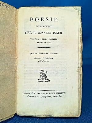 Ignazio Isler, Poesie piemontesi. Dialetto piemontese. Quinta edizione 1826