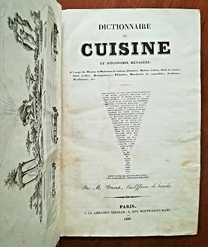 Dictionnaire de cuisine. Cucina Gastronomia Pasticceria Ricette, illustrato 1836