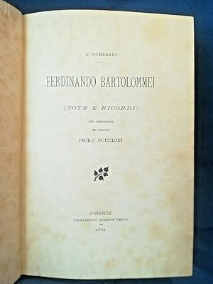 Lombardi Puccioni, Ferdinando Bartolomei note e ricordi. Politica 1889 Perfetto