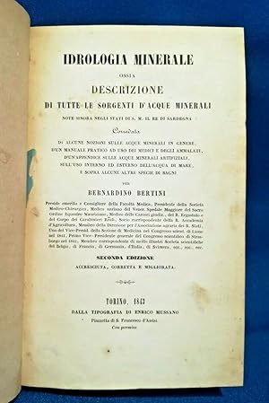 Idrologia minerale ossia descrizione di tutte le sorgenti d'acque minerali, 1843