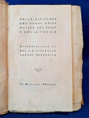 Sacchi, Della divisione del tempo nella musica nel ballo e nella poesia. 1770