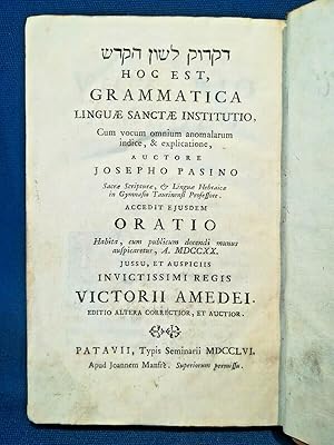 Grammatica Liguæ sanctæ institutio. Ebraico. Esemplare completo, Legatura 1756