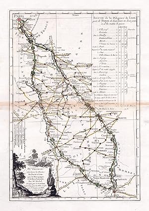 Seller image for FRANCE: IV.e Feuille. Qui donne les Routes de Paris a Lion par la Bourgogne et le Bourbonnois for sale by Antiquariat Dasa Pahor GbR