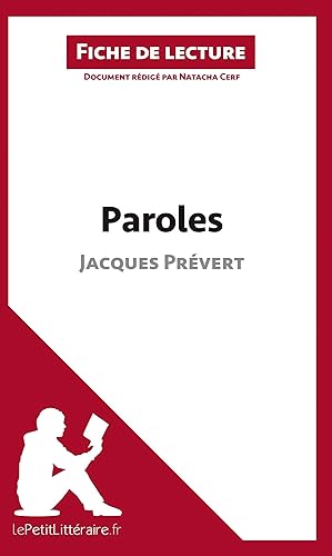 Imagen del vendedor de Paroles de Jacques Prvert (Fiche de lecture) a la venta por moluna