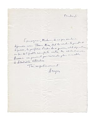 Violente charge de Louis Aragon à l encontre de Thomas Mann