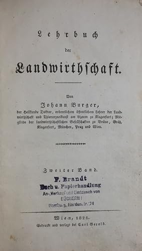 Lehrbuch der Landwirthschaft. Zweiter Band (von 2).