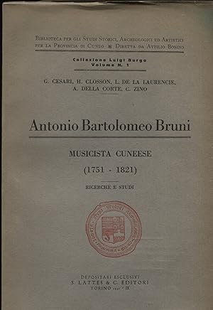 Image du vendeur pour Antonio Bartolome Bruni musicista cuneese (1751-1821) mis en vente par Studio Bibliografico Viborada