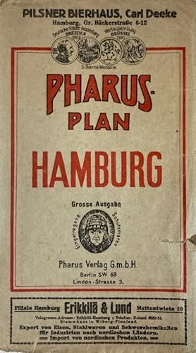 Pharus-Plan Hamburg. Grosse Ausgabe. Maßstab: 1 . 14700. - Führer durch Hamburg, Altona und Wands...