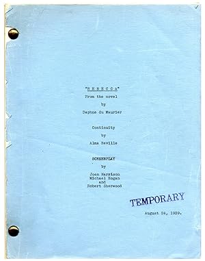 REBECCA (Aug 24, 1939) Film script, from the novel by Daphne du Maurier