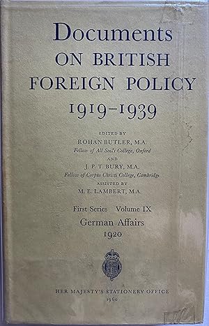 Imagen del vendedor de Documents on British Foreign Policy, 1919-1939: First Series, Volume IX - German Affairs 1920 a la venta por Object Relations, IOBA