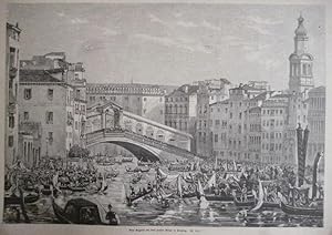 Holzstich - Eine Regatta auf dem großen Kanal in Venedig.