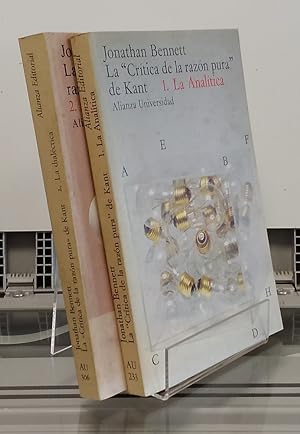 Imagen del vendedor de La crtica de la razn pura de Kant I y II (obra completa, los dos tomos): 1, La analtica; 2, La dialctiCa a la venta por Librera Dilogo
