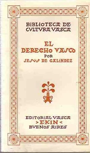 Imagen del vendedor de El Derecho Vasco . a la venta por Librera Astarloa