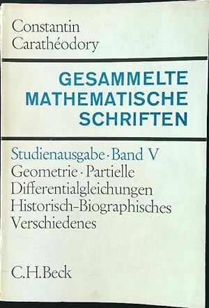 Bild des Verkufers fr Gesammelte Mathematische Schriften Band V zum Verkauf von Librodifaccia