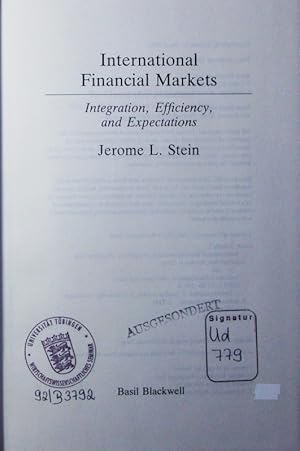 Image du vendeur pour International financial markets. Integration, efficiency, and expectations. mis en vente par Antiquariat Bookfarm