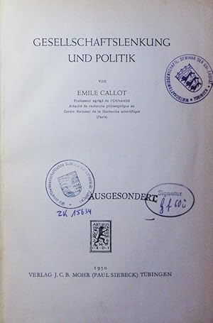 Bild des Verkufers fr Gesellschaftslenkung und Politik. zum Verkauf von Antiquariat Bookfarm