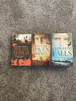 Seller image for THE RAVENMASTER TRILOGY: THESE DARK WINGS; WHAT THE RAVEN BRINGS; A KINGDOM FALLS: 3 x SIGNED LINED DATED UK FIRST EDITION HARDCOVERS for sale by Books for Collectors