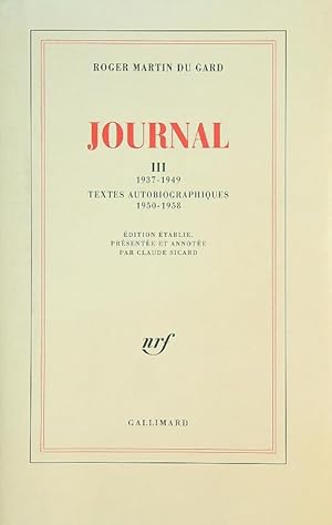 Image du vendeur pour Journal 3/1937-1949. Textes autobiographiques 1950-1958 mis en vente par Librodifaccia