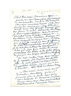 Magnifique lettre de George Sand à Eugène Delacroix ? le peintre est alors en pleine décoration d...