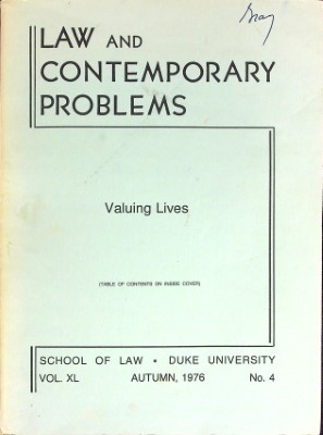 Seller image for Law and Contemporary Problems: Valuing Lives for sale by Wonder Book