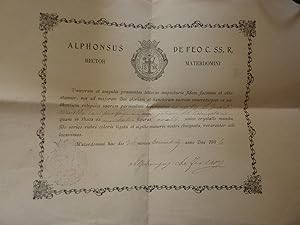 Documento Attestato di Reliquia S. GERARDO MAIELLA Santuario Materdonimi 1904