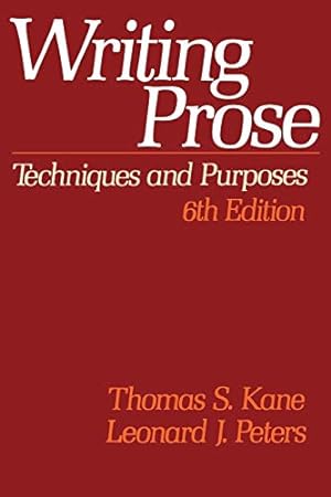 Immagine del venditore per Writing Prose: Techniques and Purposes venduto da Pieuler Store