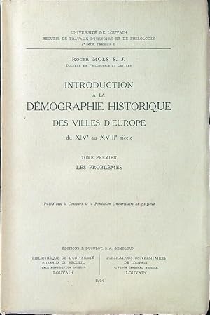 Imagen del vendedor de Introduction a la demographie historique des villes d'Europe I a la venta por Librodifaccia