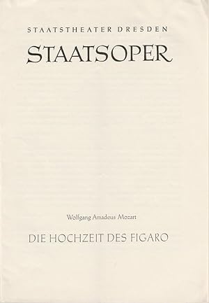 Seller image for Programmheft Wolfgang Amadeus Mozart DIE HOCHZEIT DES FIGARO Spielzeit 1961 / 62 Reihe A. Nr. 4 ( 4. Auflage ) for sale by Programmhefte24 Schauspiel und Musiktheater der letzten 150 Jahre