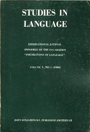 Bild des Verkufers fr INTERNATIONAL JOURNAL STUDIES IN LANGUAGE. VOLUME 4, NO. 3 (1980). Gerlad Casenave: The Limits of a Linguistic Approach to Metaphor. Talmy Givn: The Binding Hierarchy and the Tipology of Complements. John Knowles: The Tag as a Parenthetical. David Lightfoot: Review Article on Naomi S. Baron: Langauge acquisition and historical change. Helen Leuninger: Reflexionen ber die Iniversalgrammatik. zum Verkauf von Librera y Editorial Renacimiento, S.A.