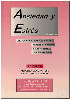 Imagen del vendedor de Ansiedad y estrs. Una revista multidisciplinar de : psicologa, medicina, neurociencias y ciencias sociales. 3 ( 2-3 ) a la venta por Librera Santa Brbara