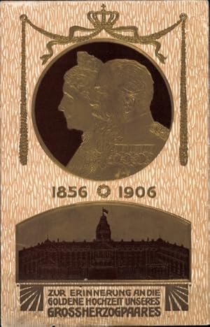 Präge Ansichtskarte / Postkarte Goldene Hochzeit Großherzogpaar Baden 1906, Schloss