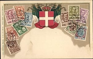 Präge Briefmarken Ansichtskarte / Postkarte Poste Italiane, Italien, Wappen, Ottmar Zieher