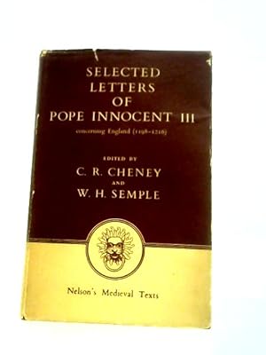 Bild des Verkufers fr Selected Letters of Pope Innocent III (Mediaeval Texts) zum Verkauf von World of Rare Books