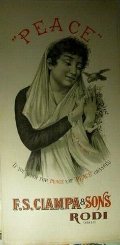 Manifesto pubblicitario "Peace" Ciampa & Sons - Rodi Garganico 1900ca.