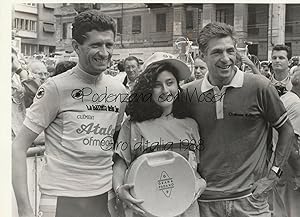 Fotografia originale, Massimo Podenzana con Moser al Giro d'Italia 1988